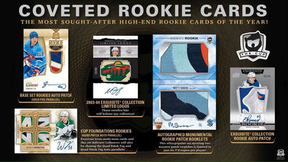 Hockey rookie card collection with base set auto patch and rookie auto from 2022-23 Upper Deck The Cup Hobby Box