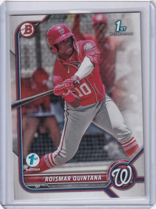 Baseball card of Roismar Quintana Washington in red uniform from Bowman 1st Edition