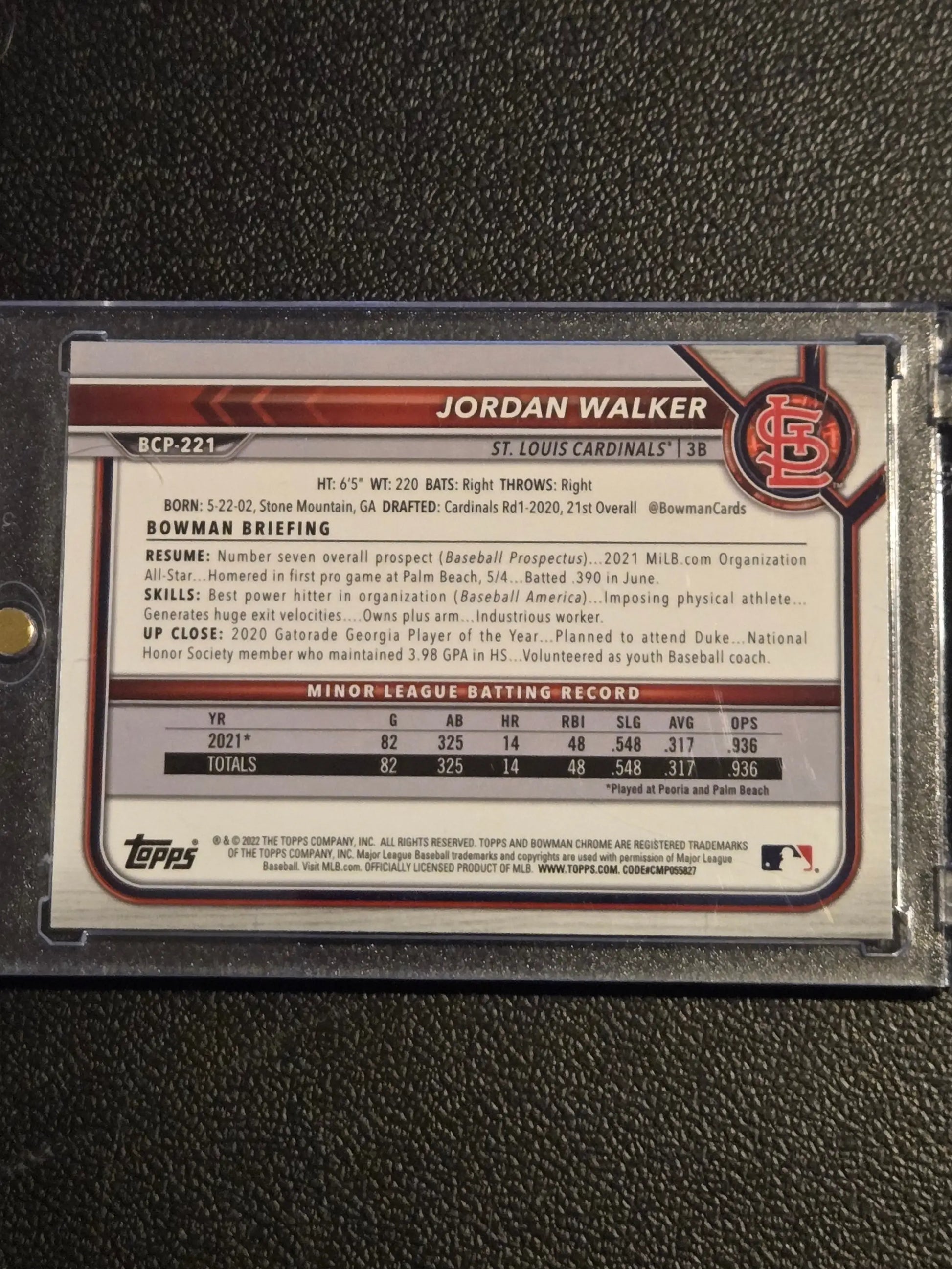 2022 Bowman Chrome #BCP-221 Jordan Walker Prospects - Trading Card