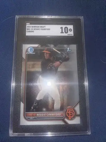Graded Reggie Crawford baseball card in Bowman Chrome Draft 2022 Bowman Chrome product