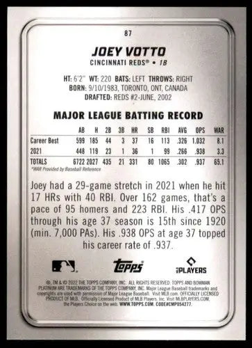 2022 Bowman Platinum #87 Joey Votto NM-MT Reds ID:51689 - Trading Cards