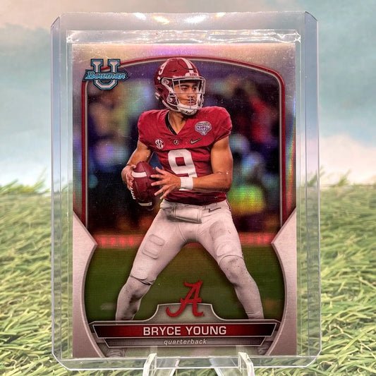 Bryce Young football card featuring 2022 Bowman U Chrome Refractor design