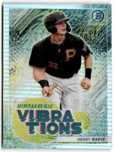 2022 Bowman Virtuosic Vibrations Refractor Henry Davis Baseball Trading Card with original gloss