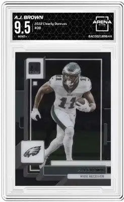 2022 Clearly Donruss AJ Brown Arena Club football card - side view image