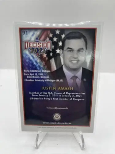 Justin Amash trading card from the 2022 Decision 2022 collection #91