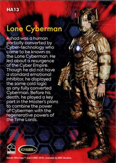 Trading card showcasing the Lone Cyberman from Allies Adversaries insert card series
