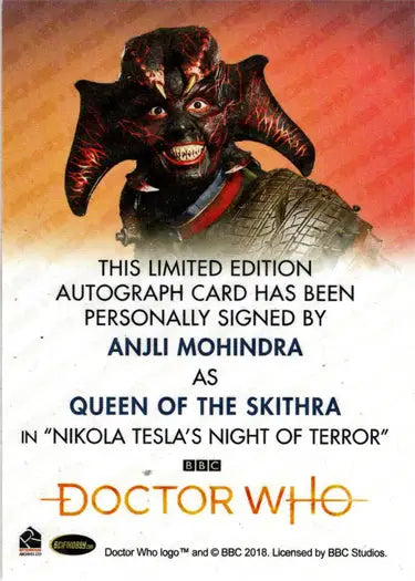 Signed Anjli Mohindra Autograph Card from 2022 Doctor Who Trading Cards Series 11 & 12
