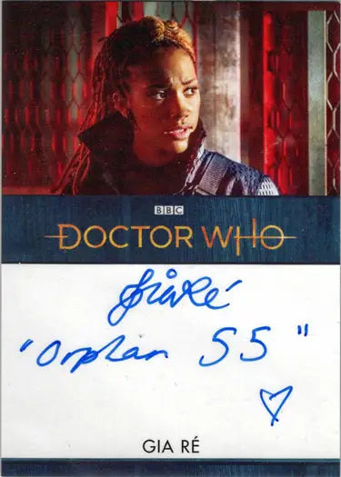 Signed Doctor Who Autograph Inscription Card from 2022 Series 11 & 12 Gia Re