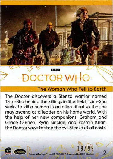 2022 Doctor Who Gold Parallel Card showcasing The Woman Who Fell hobby edition collectible