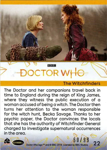 Doctor Who gold parallel card from 2022 Series 11 & 12 Hobby Edition The Witchfinders