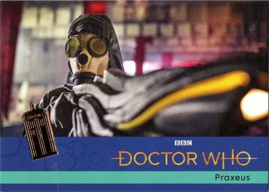 Doctor Who Praxeus DVD cover on 2022 Doctor Who Gold Parallel Card hobby edition