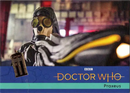 Doctor Who Praxeus DVD cover on 2022 Doctor Who Gold Parallel Card hobby edition