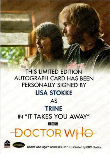 Signed Lisa Stokke Doctor Who Full Bleed Autograph Card for collectors and fans