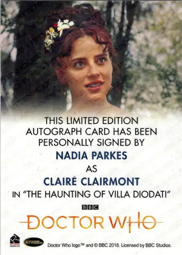 Signed Nadia Parkes Doctor Who full bleed autograph card for collectors