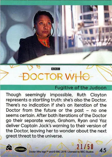 Doctor Who trading card featuring orange parallel design from Series 11 & 12
