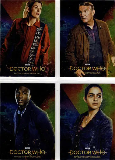 Doctor Who trading cards from the 2022 Four Card Set featuring Daleks