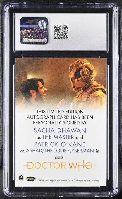 Dual Autograph Trading Card featuring Sacha Dhawan and Patrick O’Kane, Graded CGC 9 Mint