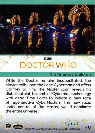 Teal parallel card featuring The Timeless Children from Doctor Who Series 11 & 12