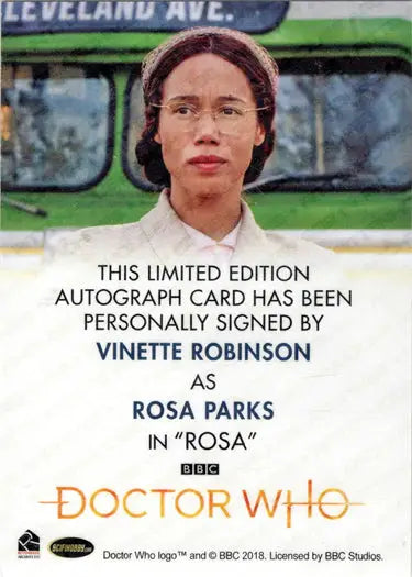 Vinette Robinson as Rosa Parks in 2022 Doctor Who Full Bleed Autograph Card