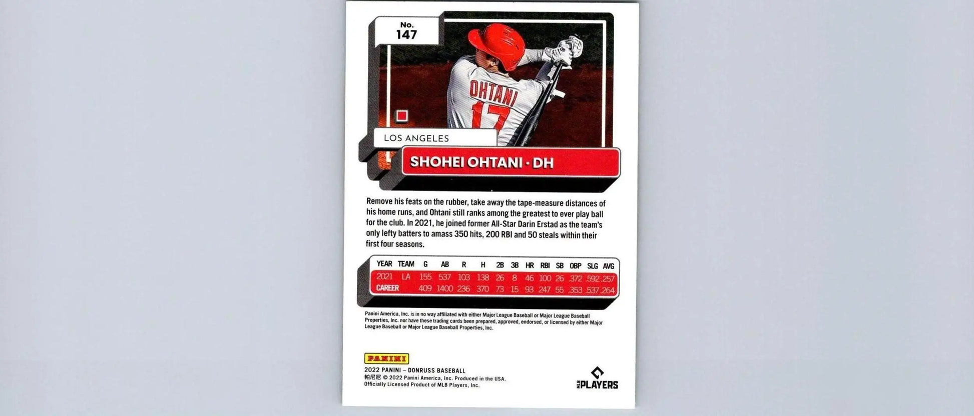 2022 Donruss #147 Shohei Ohtani baseball card for trading cards collectors