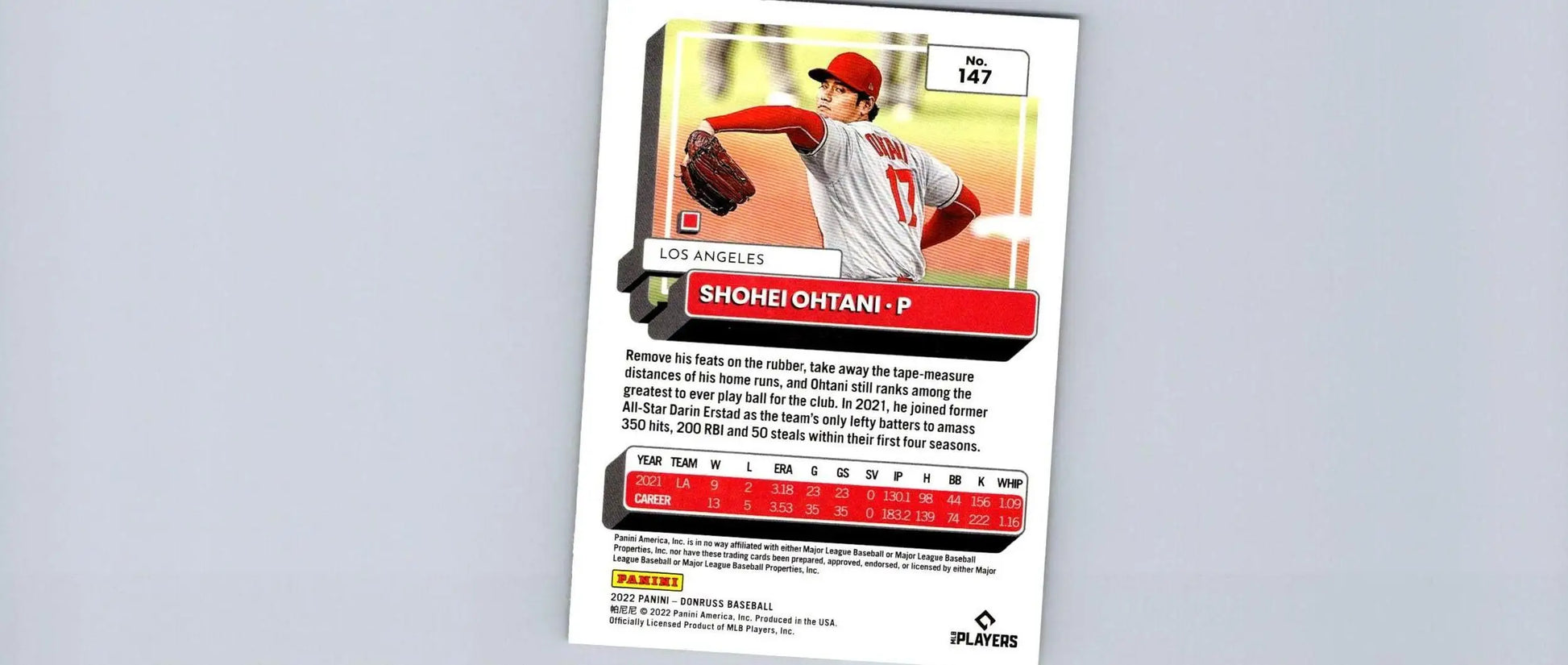 2022 Donruss #147b Shohei Ohtani baseball card featuring the star player