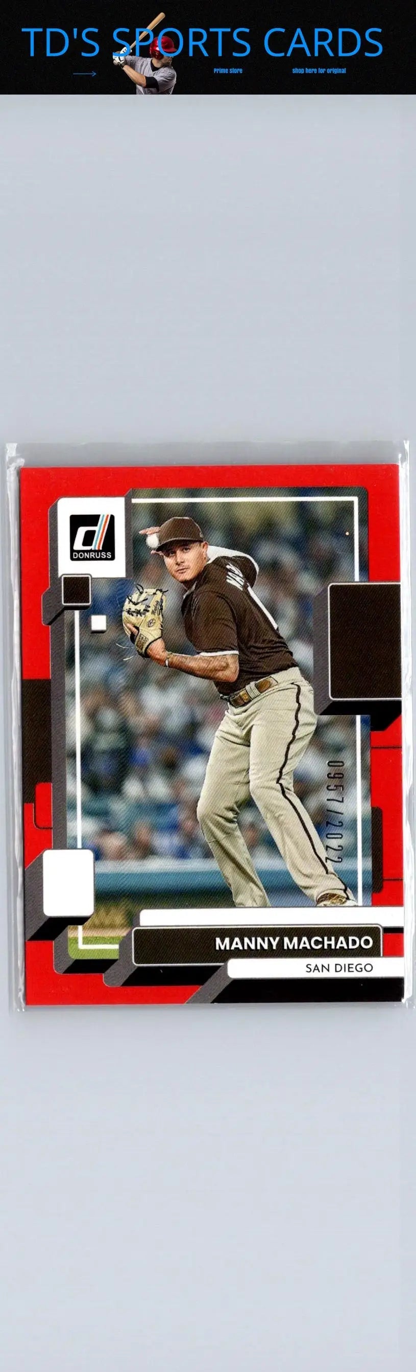 Manny Machado baseball card 2022 Donruss Manny Machado Red #/2022 featuring Machado Red