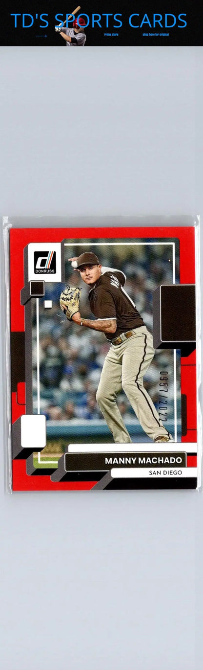 Manny Machado baseball card 2022 Donruss Manny Machado Red #/2022 featuring Machado Red