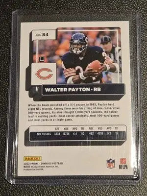 Walter Payton football card from 2022 Donruss series featuring Walter Payton football memorabilia