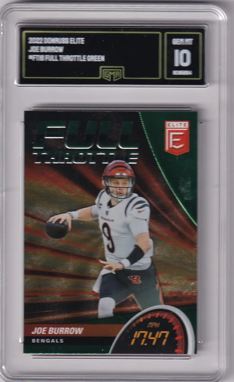 Graded Joe Burrow football card from Donruss Elite GMA 10 FT16 Joe Burrow series