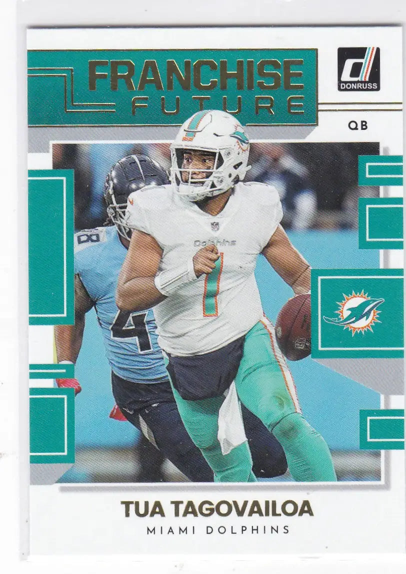 Tua Tagovailoa Franchise Futures Miami Dolphins trading card from 2022 Donruss series