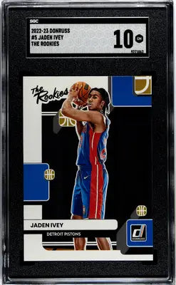 Graded Jaden Ivey rookie card from 2022 Donruss Jaden Ivey The Rookies basketball series in SGC 10