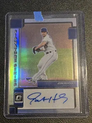 Jon Heasley signature series autographed baseball card from 2022 Donruss Optic Holo Prizm