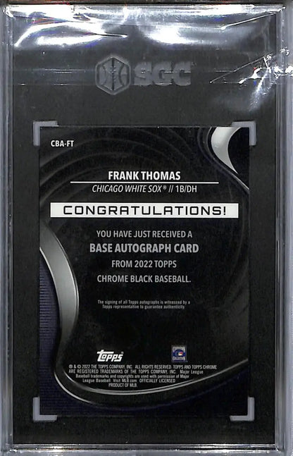 Graded Frank Thomas Topps Chrome Black SGC 10 Gem Auto Chicago White Sox Baseball Card
