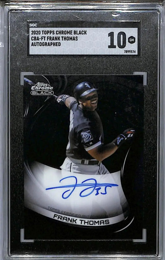 Graded Frank Thomas autographed baseball card from 2022 Topps Chrome Black Chicago White Sox