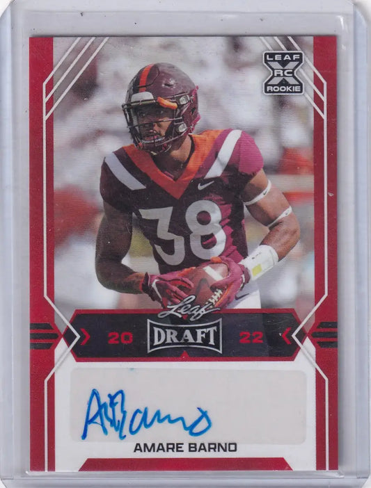 Amare Barno Leaf Draft Auto 2022 rookie football card AB1 Carolina Panthers