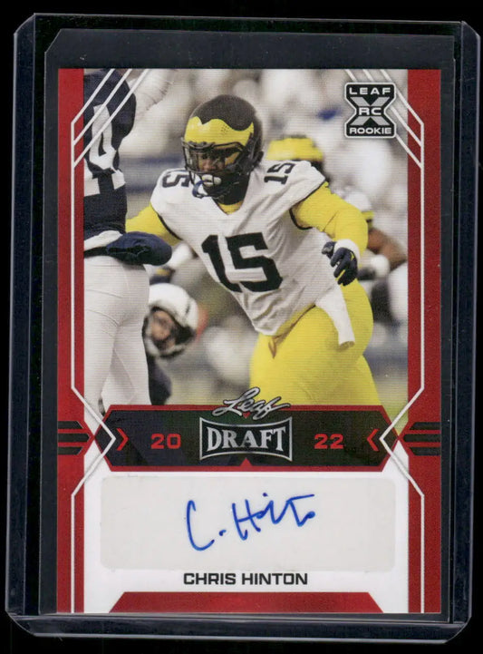 2022 Leaf Draft Chris Hinton #BA-CH1 Red RC Football - Football Card