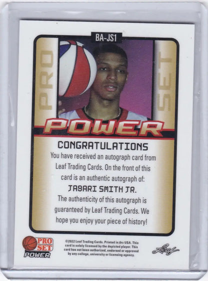 2022 LEAF JABARI SMITH JR AUTO 1/15- HOUSTON ROCKETS