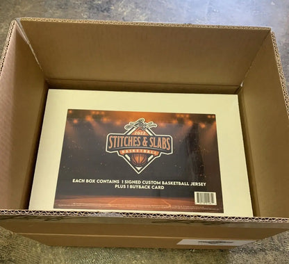 Stitches & Slabs Basketball Hobby Box featuring 1 AUTO Jersey and Buyback Card