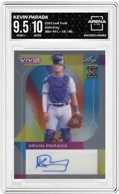 Autographed baseball card of Kevin Parada from 2022 Leaf Vivid Kevin series