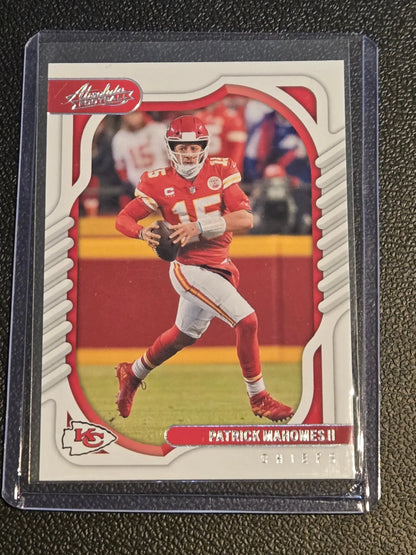 Patrick Mahomes II football card from Panini Absolute 2022 Mahomes II Retail product