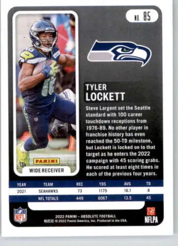 Tyler Lockett 2022 Panini Absolute #85 football card in original gloss Near Mint condition