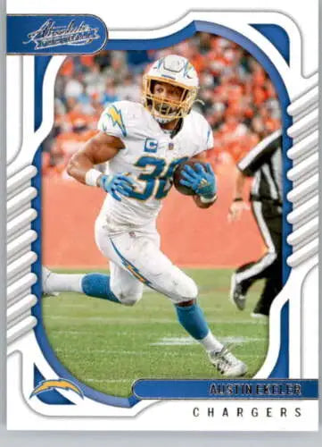 Austin Ekeler football card from 2022 Panini Absolute with original gloss finish