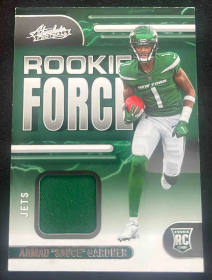 Panini Absolute Ahmad Sauce Gardner Rookie Force relic card Jets NFL memorabilia