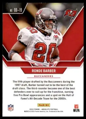 Ronde Barber football card from 2022 Panini Absolute Draft Diamonds series, NM-MT condition