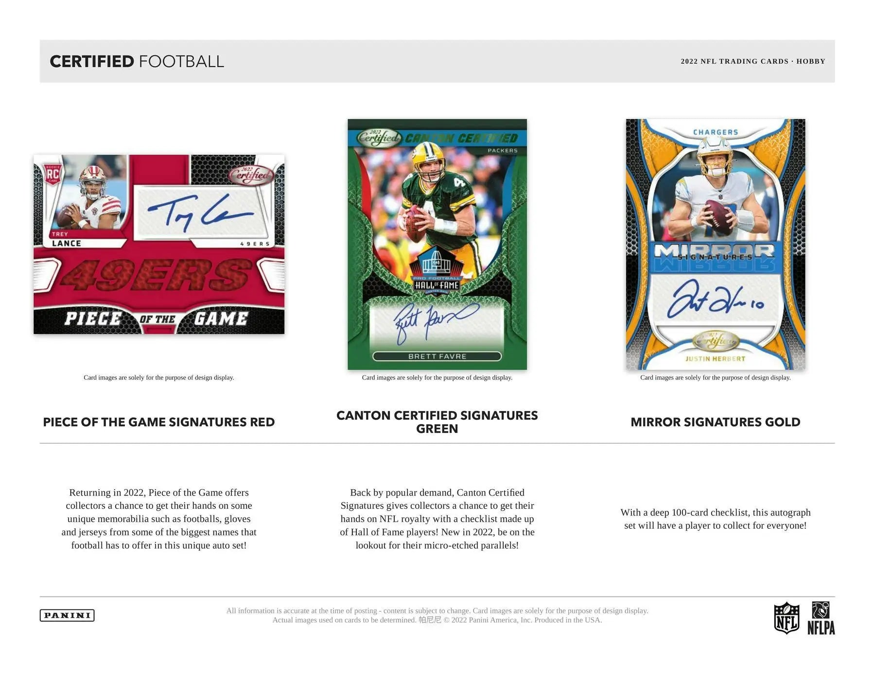 Certified football trading cards inside 2022 Panini Certified FOTL Hobby Box with mirror signatures