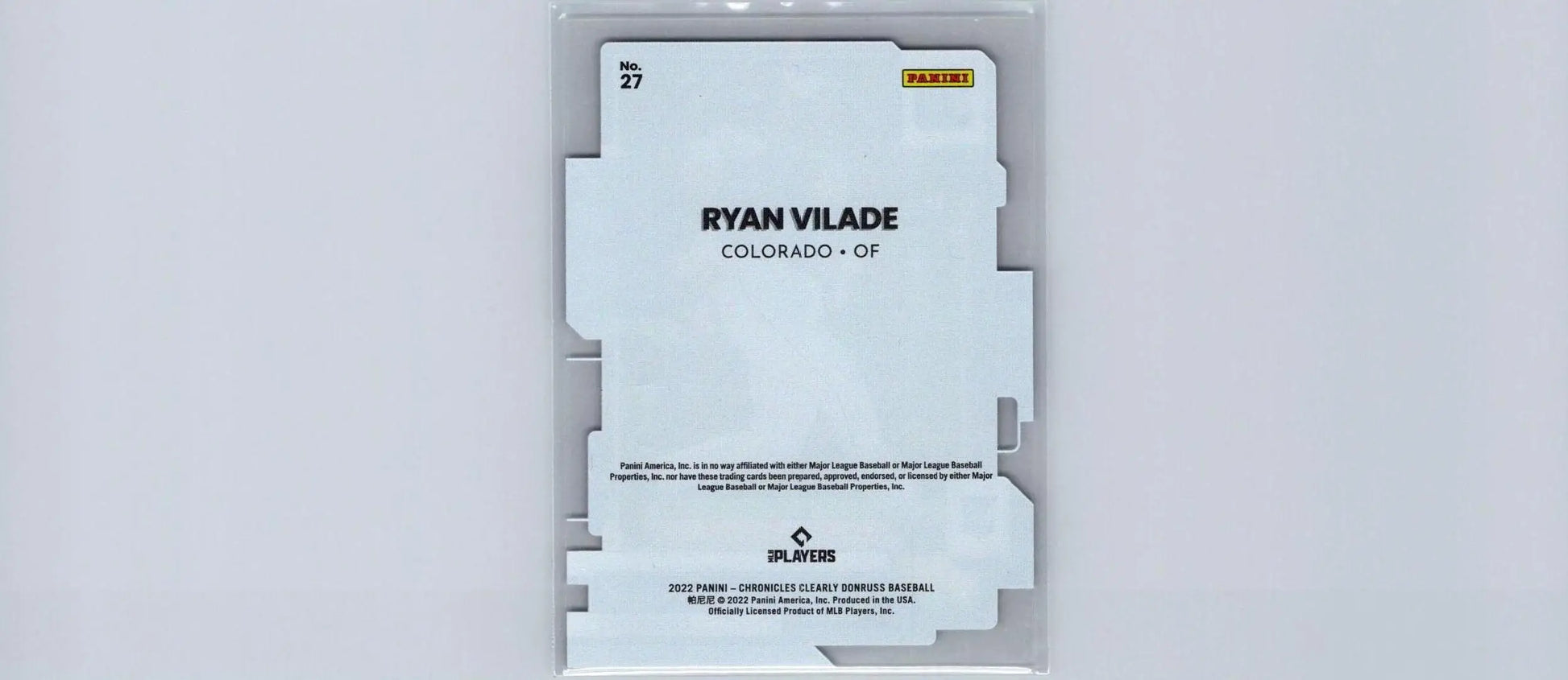 Ryan Vilade baseball card from 2022 Panini Chronicles Clearly Donruss Blue #/50