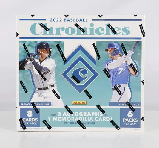 2022 Panini Chronicles Baseball Hobby Box featuring Wander Franco and premium trading cards