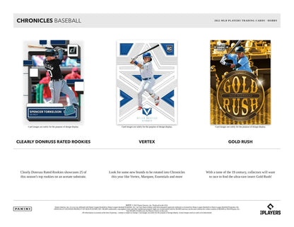 Baseball card product advertisement for 2022 Panini Chronicles Baseball Hobby Box featuring Wander Franco