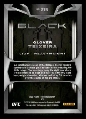2022 Panini Chronicles Black UFC Glover Teixeira #215 MMA - Trading Card