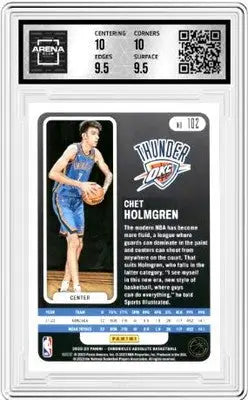 Graded Chet Holmgren basketball card from 2022 Panini Chronicles Chet Holmgren series